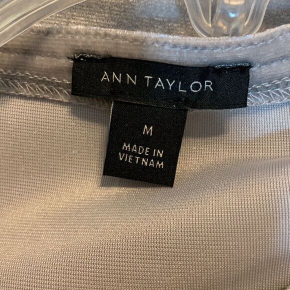 Ann Taylor size medium gray velour short sleeve top with keyhole front - Picture 7 of 8